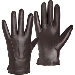 Harssidanzar Men's Sheepskin Leather Gloves, Warm Cashmere Lined, Touch Screen